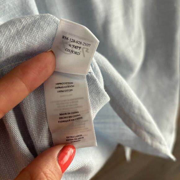 RAILS | Wyatt Oxford 100% Cotton Long Sleeve Shirt Color Tidal Etch XL - Picture 6 of 7